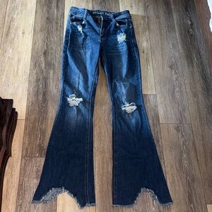 Gemma Rae Women's Flare Jeans in Distressed Denim